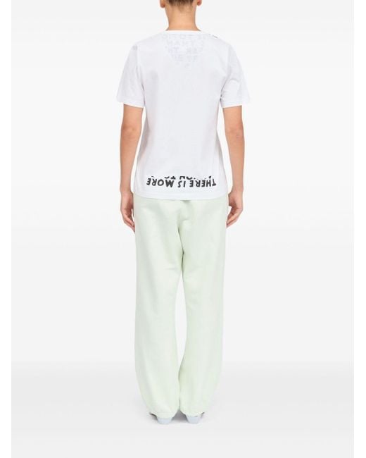 MM6 by Maison Margiela White V-Neck T-Shirt With Stamp-Effect Graphic Print