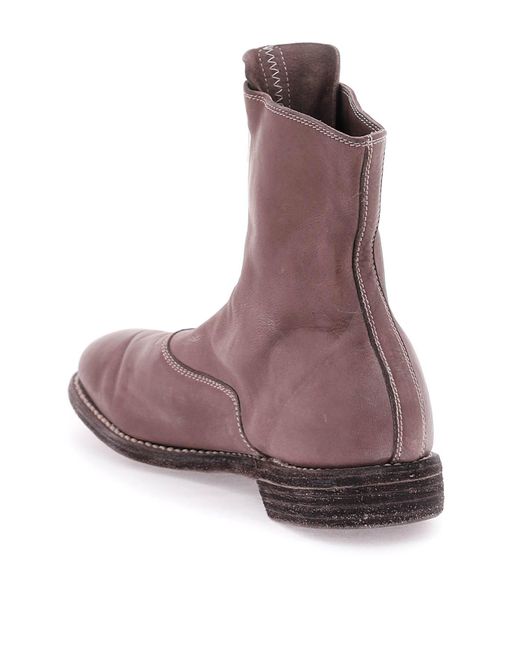 Guidi Front Reißverschluss Leder -knöchelstiefel in het Purple