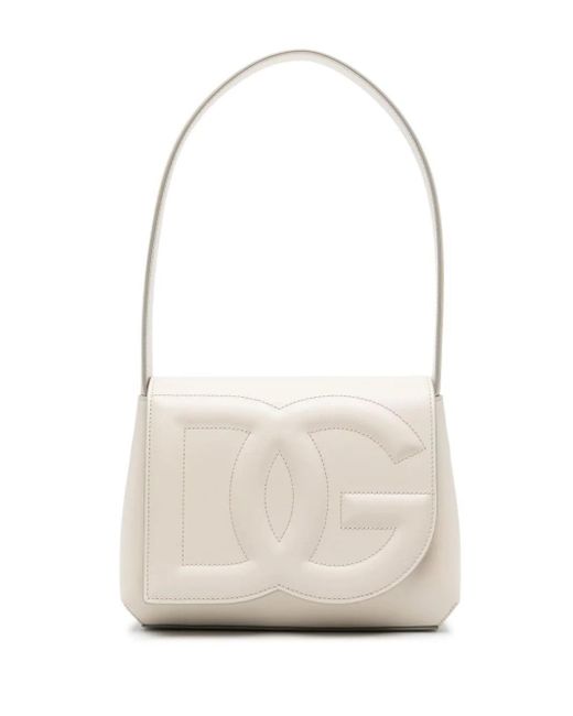 Dolce & Gabbana White Umhängetasche in Leder mit DG -Logo
