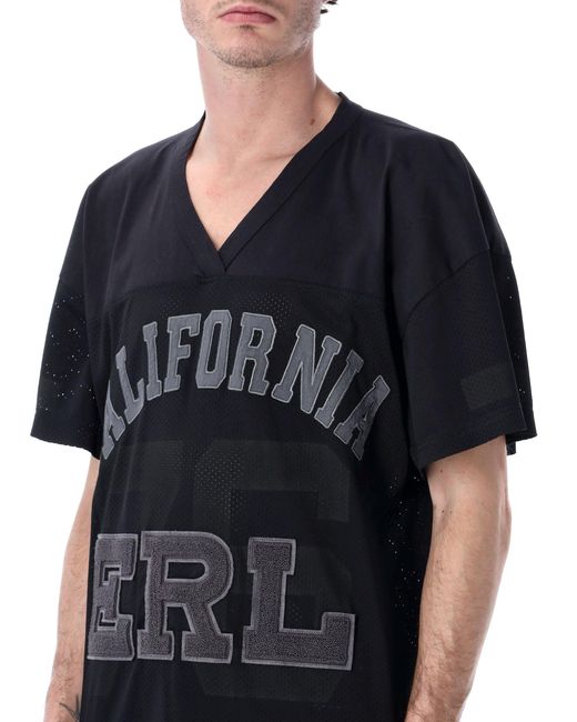 ERL Black Mesh Football T-Shirt for men