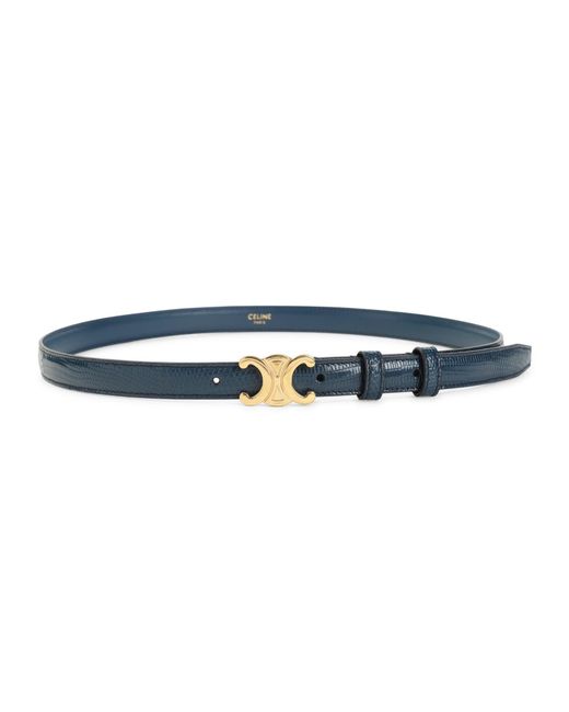 Céline Blue Triomphe Lizard Leather Belt