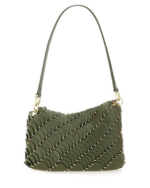 Rabanne Green Paco Disc Leather Shoulder Bag