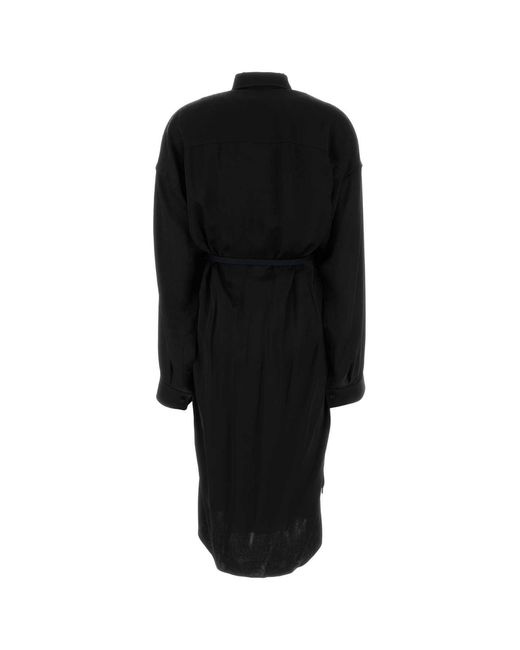 Balenciaga Black Satin Shirt Dress