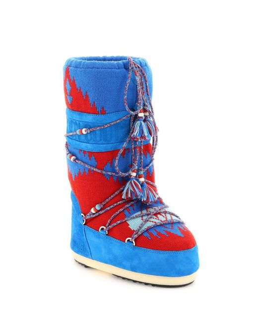 Alanui Icon Knit Apres-ski Boots X Moon Boot in Blue | Lyst