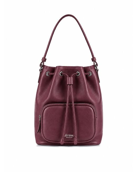 LA ROSE Red Leather Satchel Bag