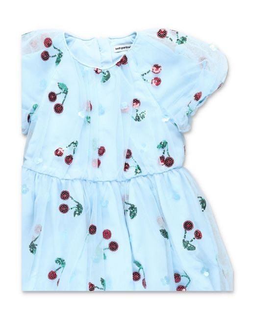 Self-Portrait Blue Mini Elegant Dress For Girls