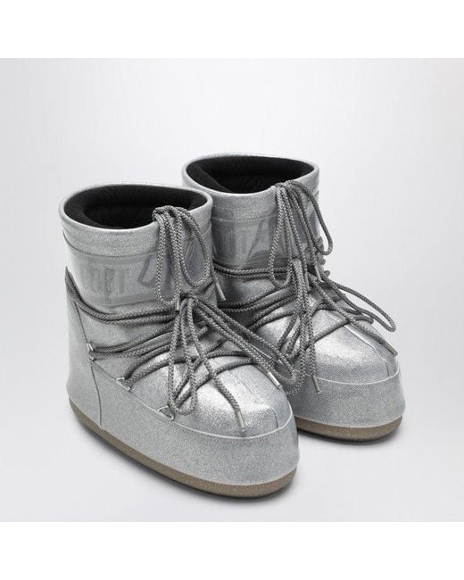 Moon Boot Gray Icon Low Boots With Glitter