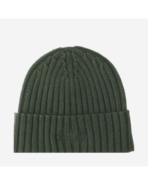 Mc2 Saint Barth Green Wool Blend Beanie With Logo for men