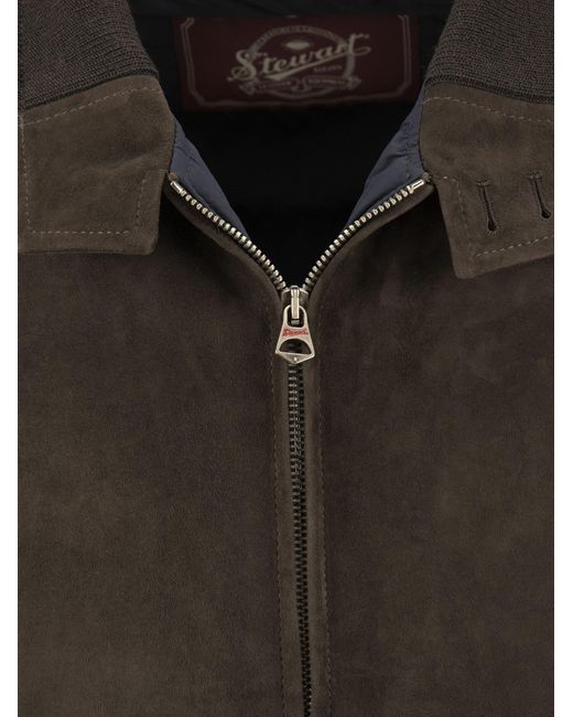 Stewart Black Suede Leather Jacket for men