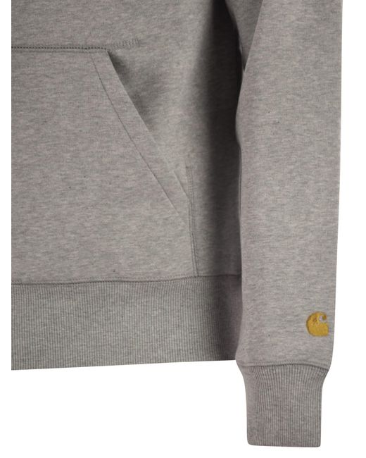 Carhartt Gray Hoodie With Embroidered Logo for men