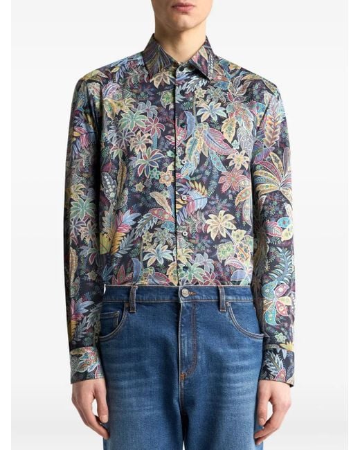 Camisa estampada de Etro de hombre de color Blue