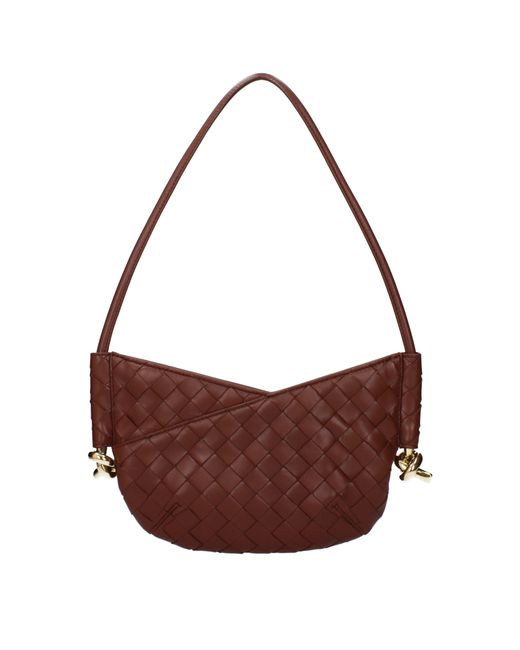Bottega Veneta Brown Sapele Leather Baby Soltice Shoulder Bags