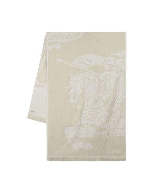Burberry Grote Ekd -sjaal Cotton Beige in het Natural