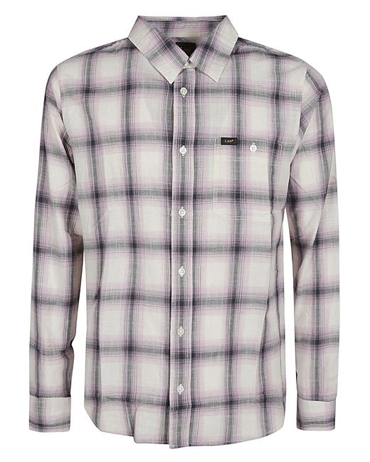 Lee Jeans Gray Plaid Pattern Shirt for men