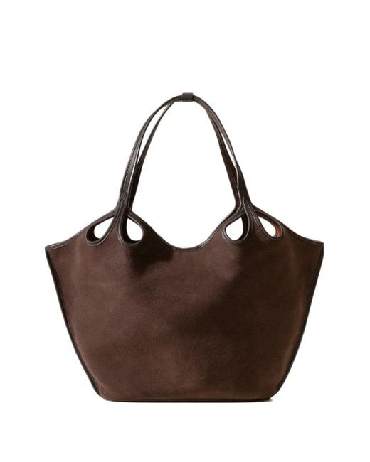 Hereu Brown Escala Suede Leather Tote Bag