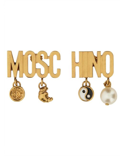 Moschino Metallic Logo Earrings