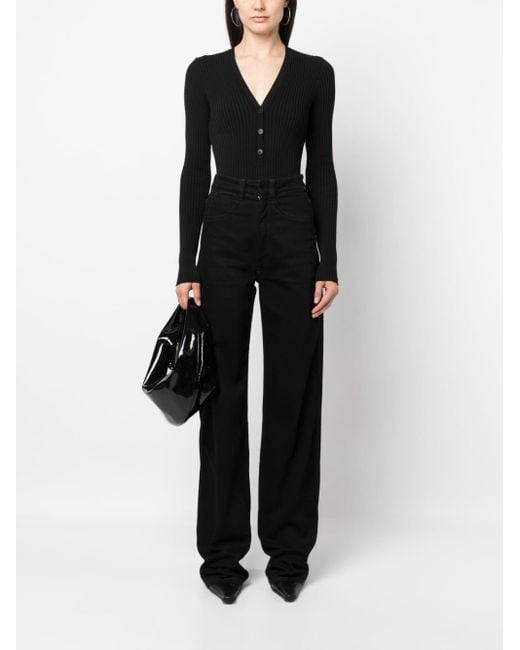 ANDREADAMO Black Andreadamo Ribbed Knit Bodysuit