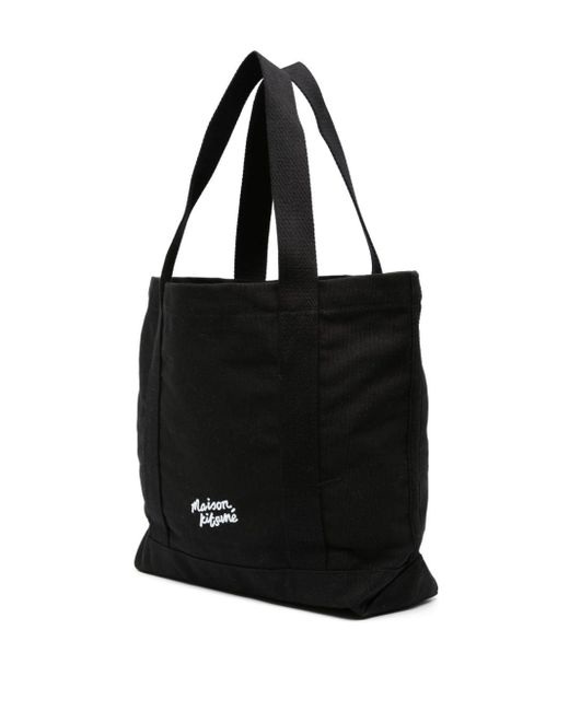 Maison Kitsuné Black Tote Bag With Print
