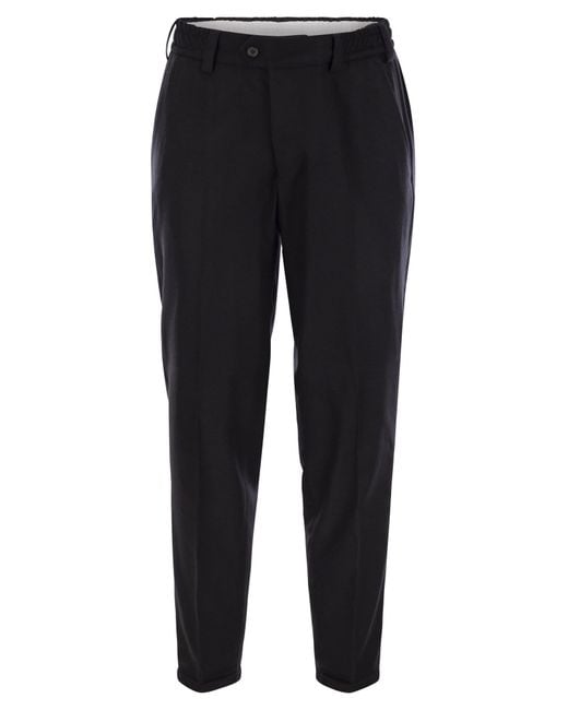 PT Torino Black The Rebel Wool And Cashmere Trousers for men