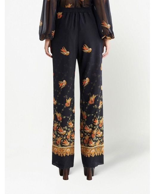 Etro Blue Printed Silk Trousers