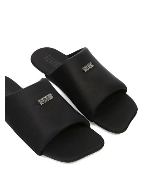 MM6 by Maison Margiela Black Sandals With Logo Plaque