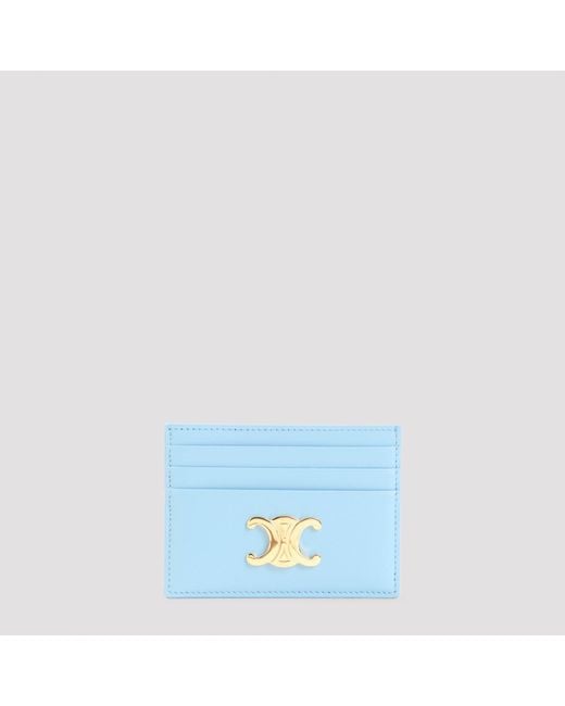Céline Blue Triomphe Signature Leather Card Holder