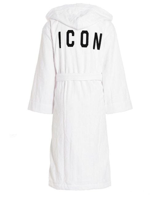 DSquared² White Dsquared Bathrobe With Logo