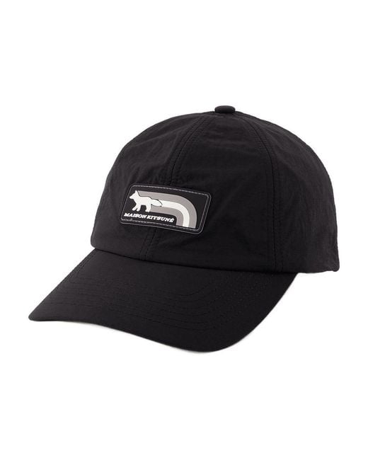 Maison Kitsuné Flash Fox 6p Cap Katoen Zwart in het Black