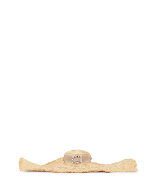 Roger Vivier Natural Broche Extra Rafia Hat