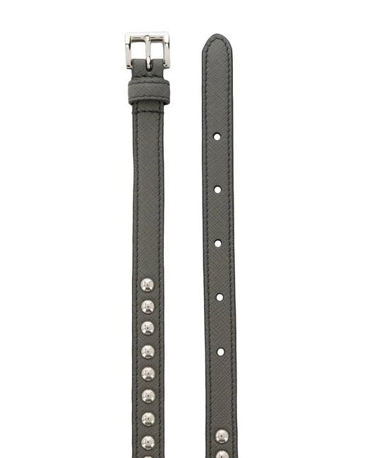 Prada Gray Studded Buckle Belt
