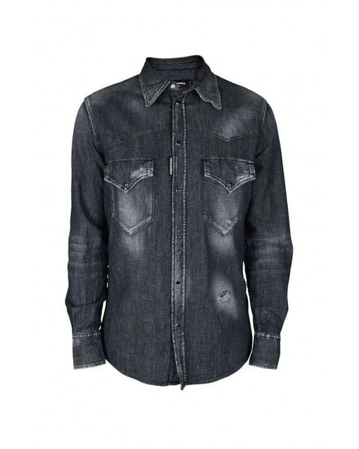 DSquared² Cotton Denim New Western Shirt in Blue für Herren