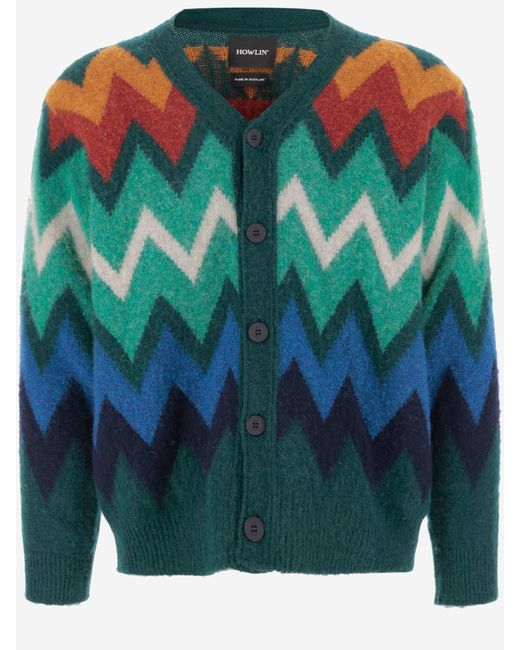 Howlin' By Morrison Wollpullover mit geometrischem Muster in Green für Herren