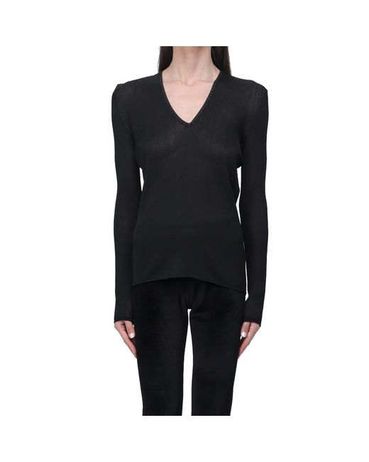 Tom Ford Black Sheer Fine-Ribbed Top