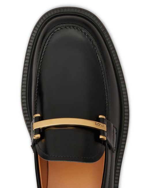 Tod's Black Loafers With Logo Plaque