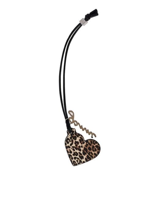 Ganni Metallic Bou Heart Leopard Print Charm
