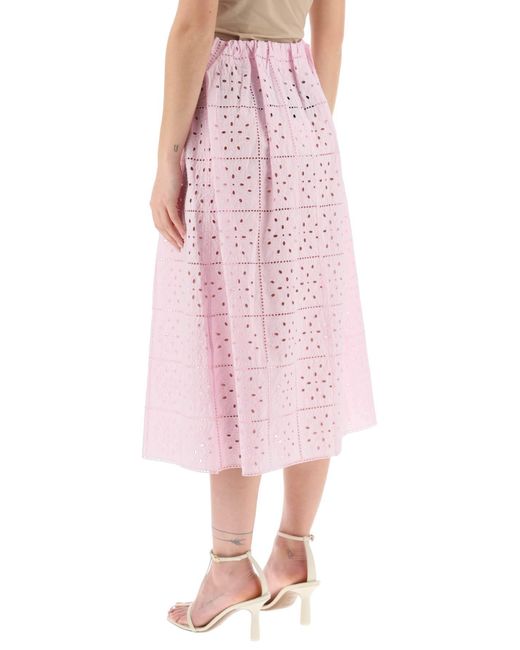 Ganni Broderie Anglaise Rok in het Pink