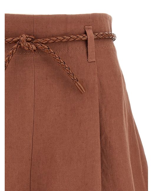 Zimmermann Brown Shorts "Illuminate Linen"