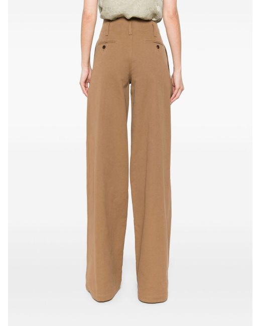 Chloé Brown Cotton Wide-Leg Trousers