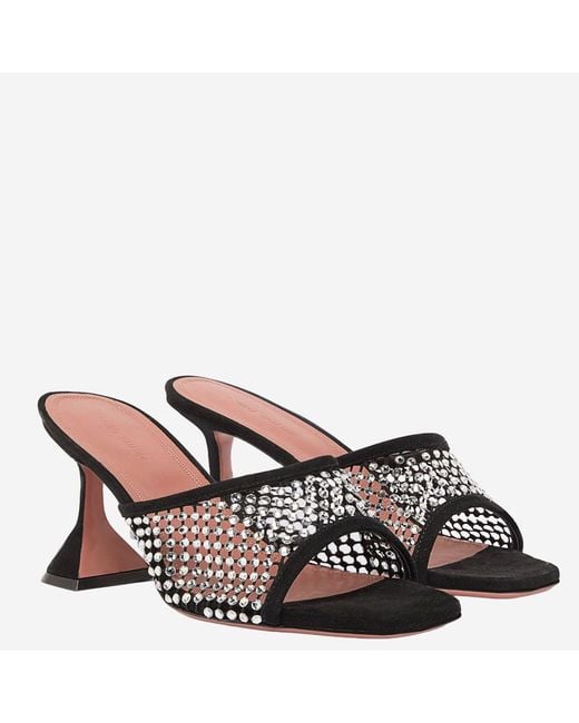 AMINA MUADDI Black Sandals Lupita Crystal
