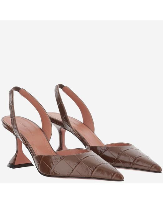 AMINA MUADDI Brown Holli Leather Slingbacks