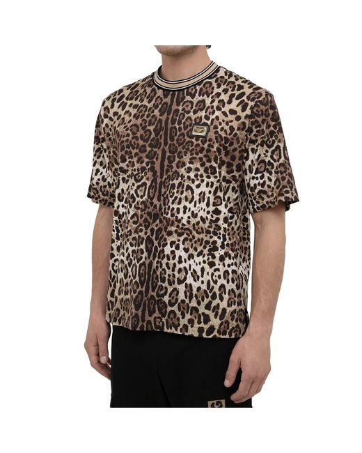 Dolce & Gabbana Leopard Print T -Shirt in Multicolor für Herren