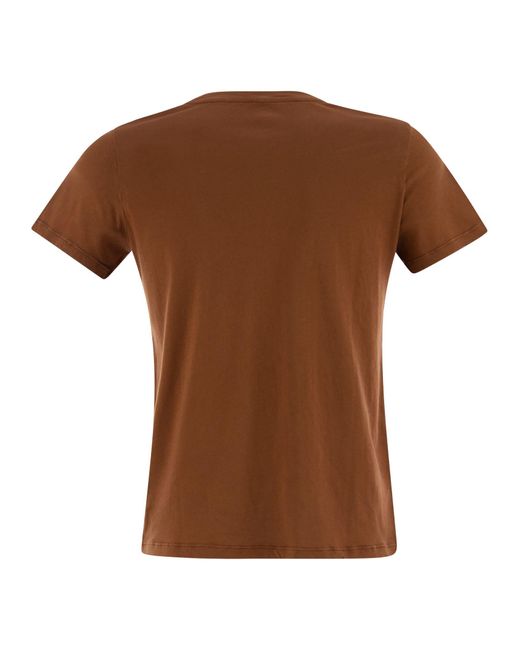 Majestic Brown Crew Neck Short Sleeved Cotton T Shirt