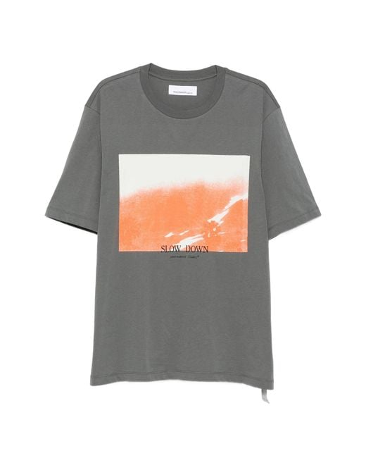 Oamc Peacemaker Gray Regular Tee Slow Down Print