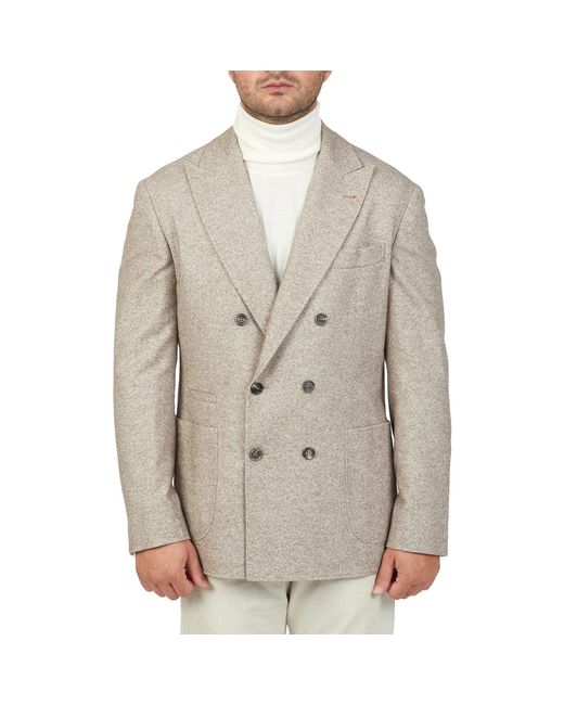 Brunello Cucinelli Dubbele Breasted Wool Jacket in het Brown voor heren