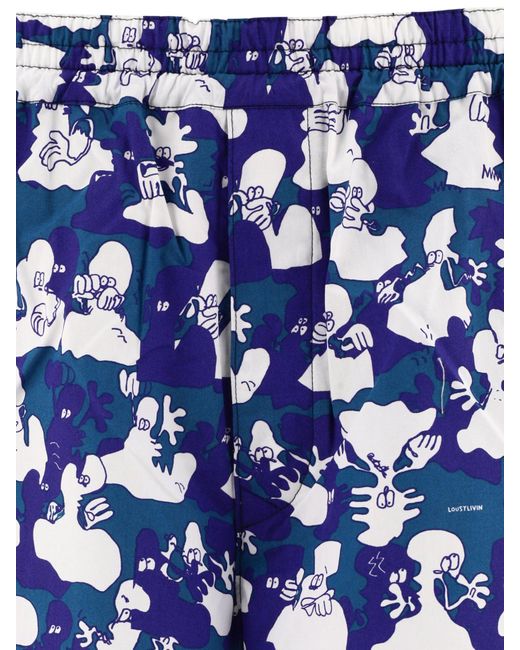 Junya Watanabe "Junya Watanabe x Mies Livin" gedruckte Shorts in Blue für Herren