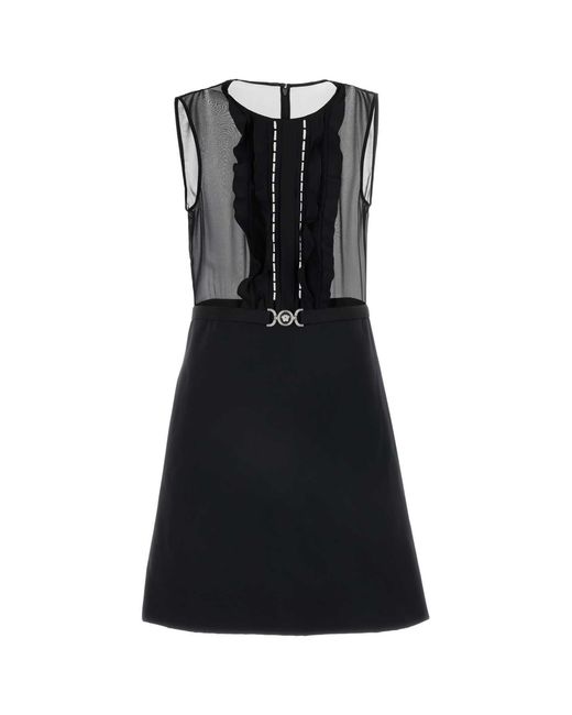 Versace Black Georgette Mini Dress