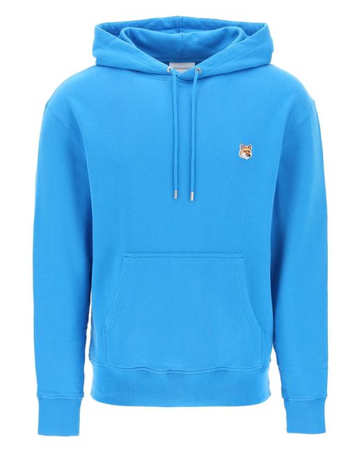 Maison Kitsuné Fox Head Hooded Sweatshirt in Blue für Herren