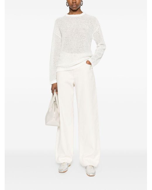 Fabiana Filippi White Cotton Crewneck Sweater