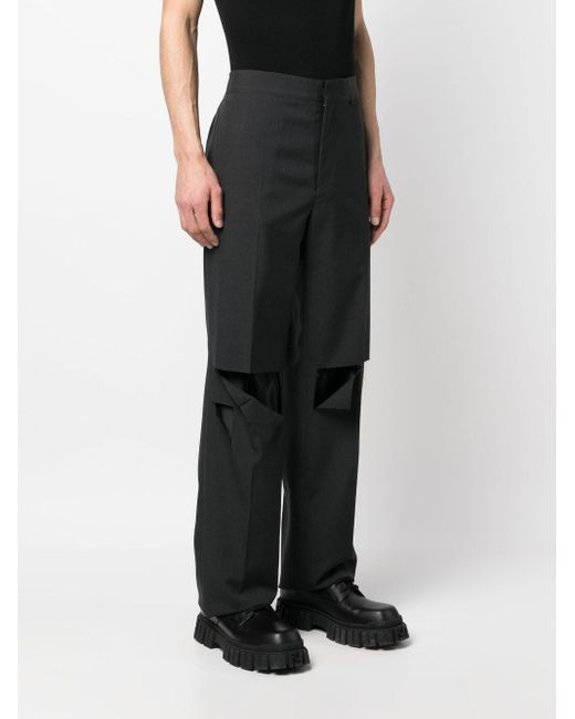 Givenchy Black Ripped Wool Trousers for men
