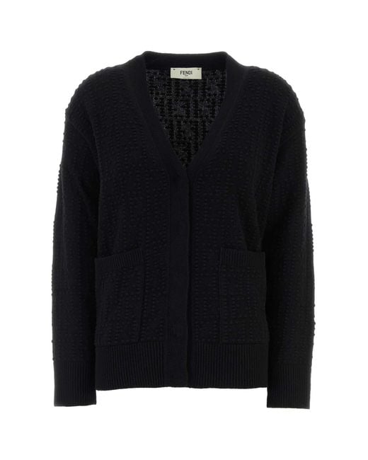 Fendi Black Wool Blend Cardigan